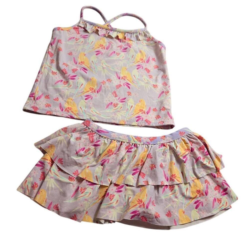 Garnet Hill Bikini Tankini floral bird swimsuit 14